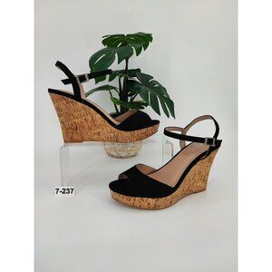 Charles David Women's Lambert Black Wedge Heel Sandals Size 7.5M US